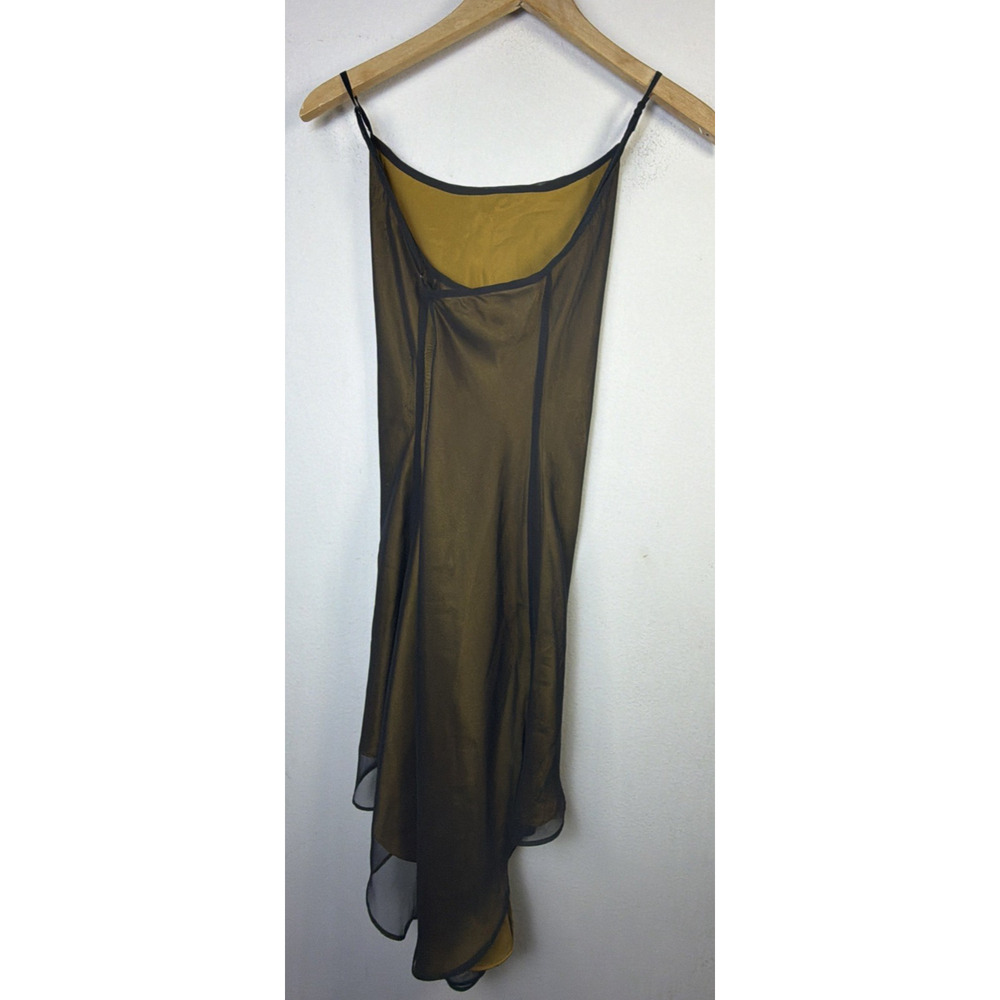 Vintage Victorias Secret Mustard Slip Dress Black Sheer large festival victorian - Picture 6 of 14